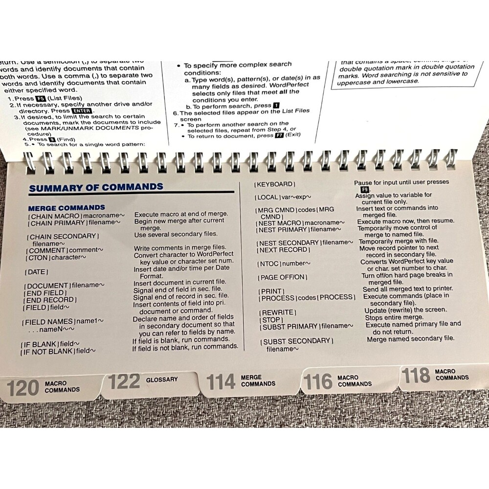 Vtg WordPerfect 5.1 MicroRef Quick Reference Command Guide Shortcut Codes IBM PC - Picture 5 of 10